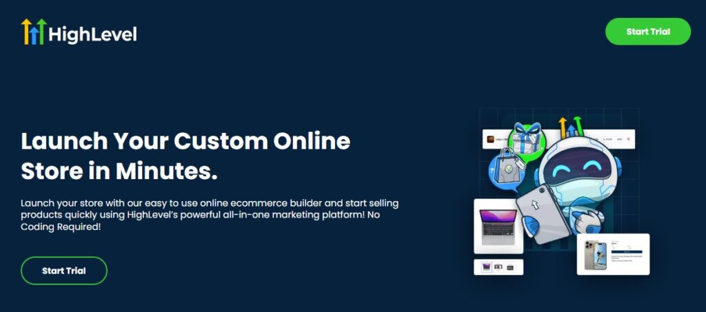 GoHighLevel ecommerce funnel builder